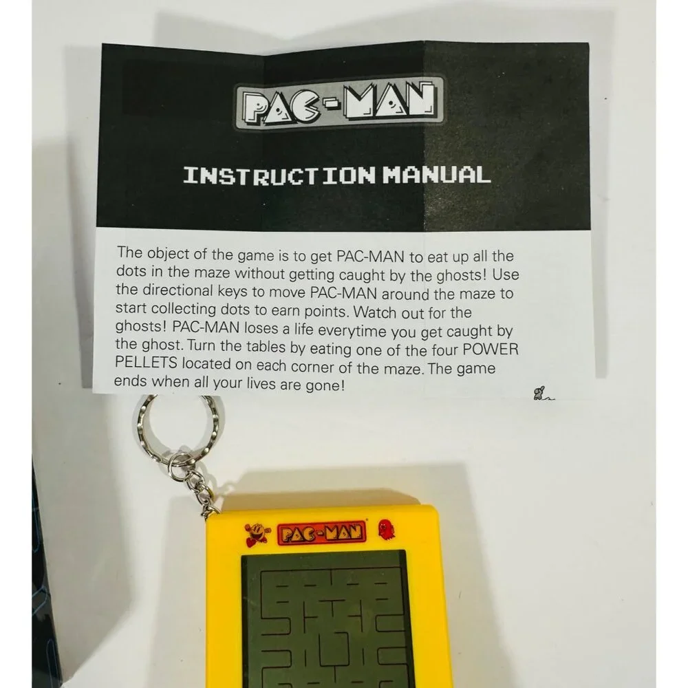 Pac-Man Game Keyring With LCD Screen & Instructions Travel Fun Ghost Pellets
